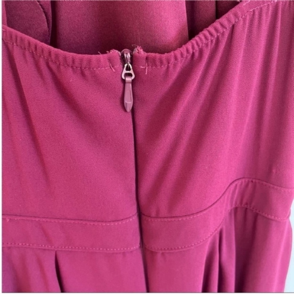 Lulu's Forevermore burgundy skater dress mini halter semi sheer lined - Picture 9 of 9
